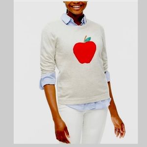 J. Crew Teddie Apple Crewneck Sweater in light Gray Size: Small